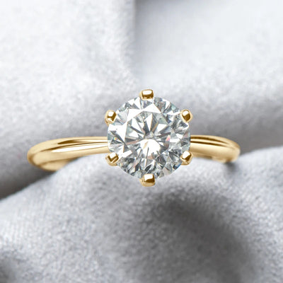 Anziw 0.5 - 3.0CT Moissanite Solitaire Ring Silver 925 14K Gold Plated Wedding Engagement Band For Women Jewelry with | SAMAG