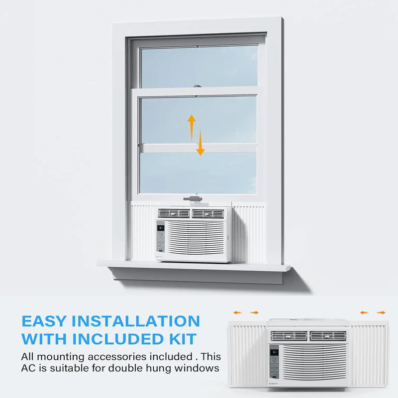 6000 BTU Smart Window AC with WiFi, Remote & App Control, Energy Saving & Timer, Custom