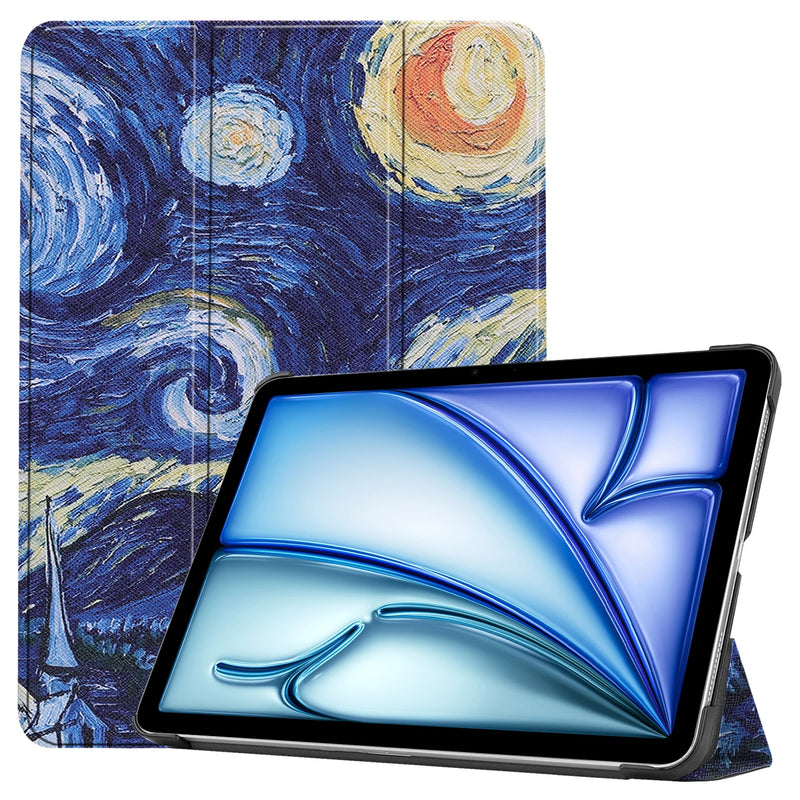 Tablets case  For Ipad air11 2024 11 inch Book Flip Cover with Stand Auto Wake Sleep  Three fold Caster hard shell
