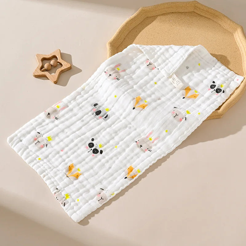 Gauze six-layer small towel pure cotton Class A baby gauze face towel burp towel seersucker bath towel saliva towel
