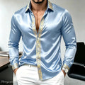 Men's Luxury Satin Silk Shirt Long Sleeve Gold Baroque | SAMAG