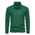 AIOPESON Men's Deer Embroidery Polo Shirts Solid Color Long Sleeve Social Business Male - View 13 | SAMAG