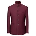 Chinese Stand Collar Men Blazer, Korean Style Solid Casual Suit Jacket, Fashion Slim Fit Dress Coat, Yellow,Burgundy,White,Black