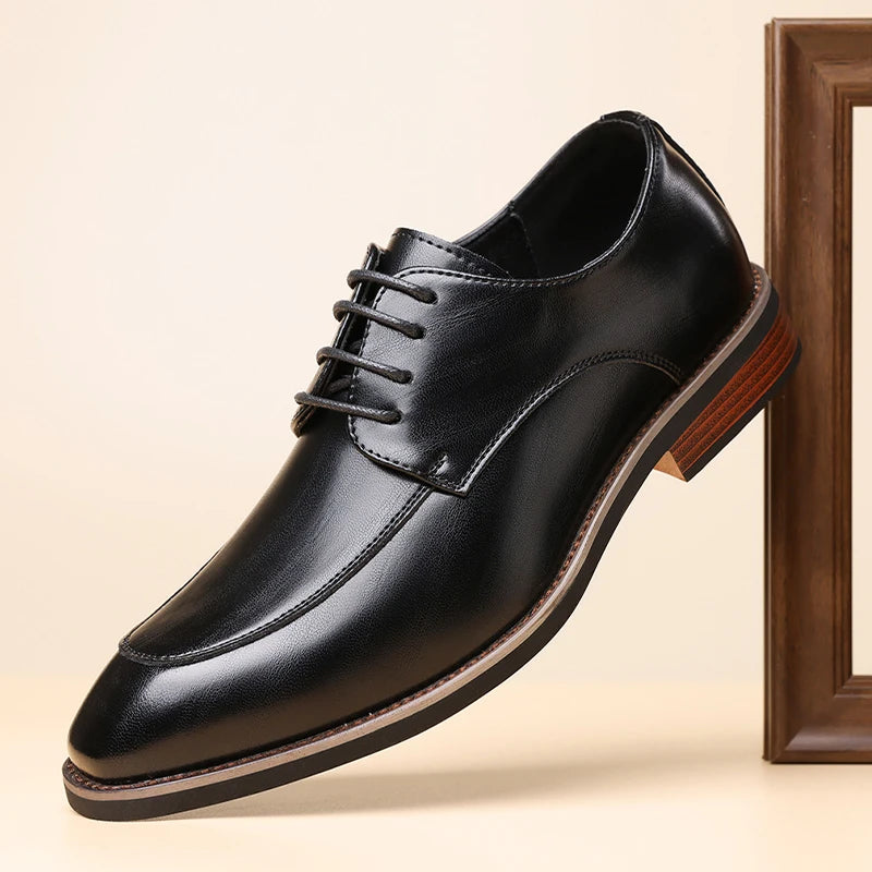 Men's Business Formal Leather Shoes, Comfortable Soft Sole Derby Shoes, Breathable Anti-Slip Commuter Banquet Men's Shoes-HT1009
