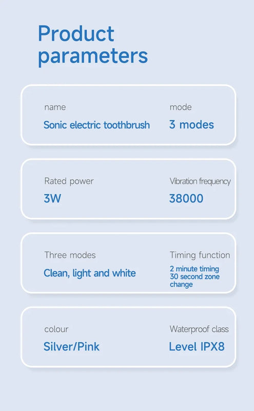 Sonic Electric Toothbrush Mental Thin Brush Body Timer Rechargeable Toothbrush for Women Pure Wisdom Beauty Soft DuPont Bristle