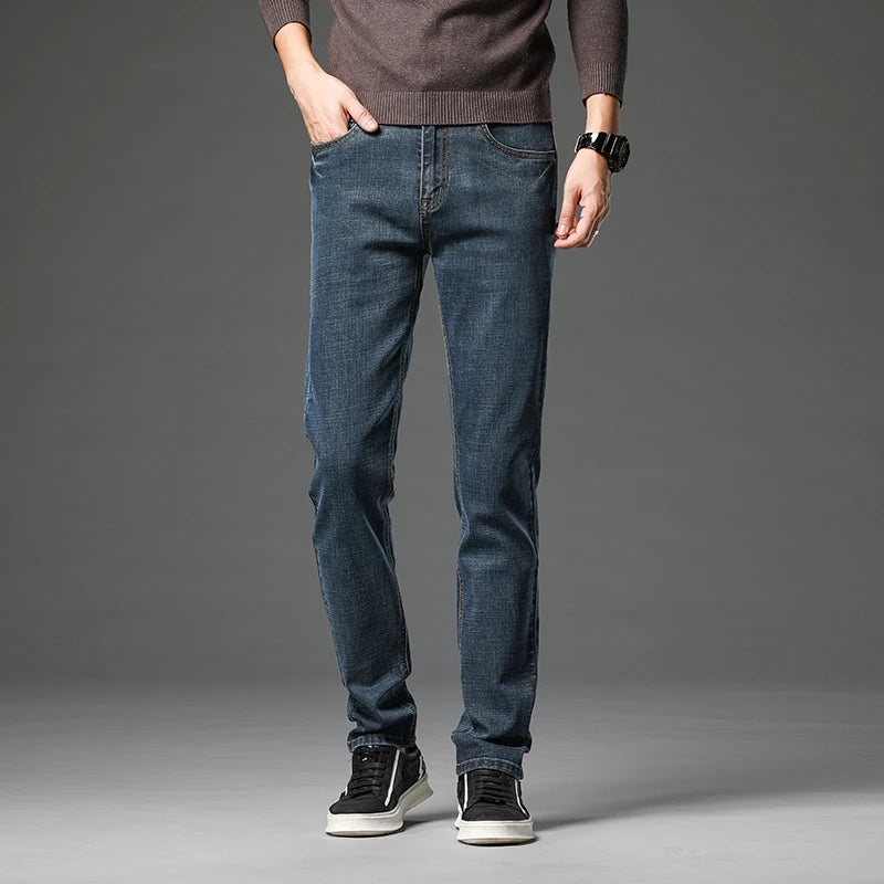 Cotton Stretch Jeans Men Classic Retro Straight Slim | SAMAG