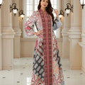 Ethnic V Neck Abaya Boho Floral Print Long Sleeve Loose | SAMAG