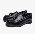 Men Square Toe Tassel Loafers Slip On Leather Dress Shoes Classic Business Formal Wedding Office Casual Non Slip Moccasins