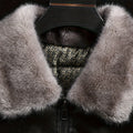Men's Autumn and Winter Black Gold Graphene Lined Camel Hair Warm Fur Collar Pu Leather Jacket