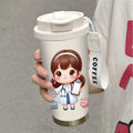 1 18oz medical theme 316 stainless steel thermos cup with leak-proof cover-double vacuum insulated cup suitable  hot/cold drinks