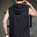 2025 Summer Men's Coat Sleeveless Vest Casual Hoodie Fitness Muscle Hooded Vest T-shirt Polyester Breathable Hip-hop Pullover ﻿