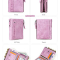 CONTACT'S Fashion Genuine Leather Women Wallet Bifold Card Holder Coin Purse Small Women's Purse Money Clip Men Pocket Wallets