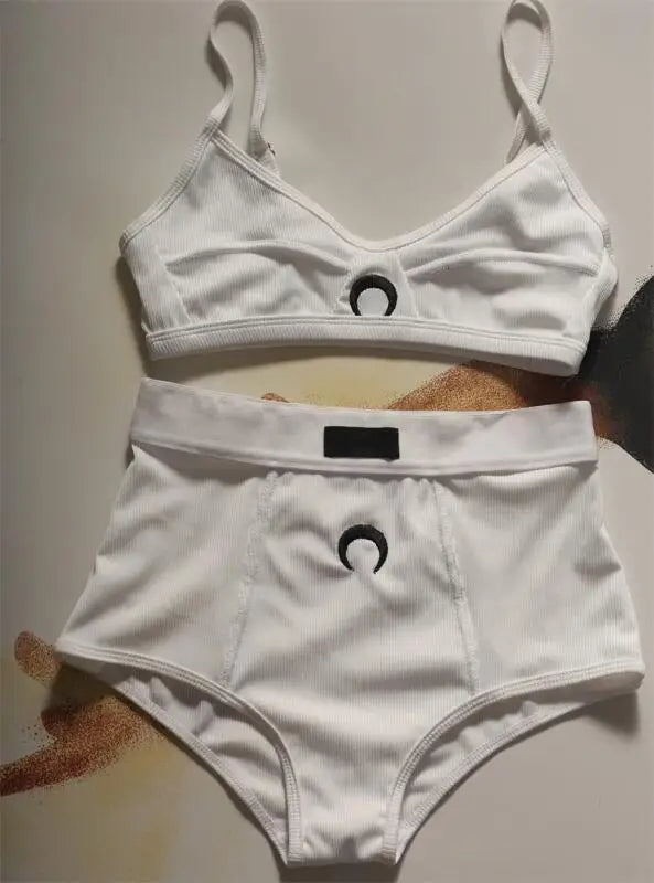 Summer Set Women Sleeveless Lingerie Vest and Shorts Moon Print American Streetwear Sexy Sweet Casual Embroidered Two Piece