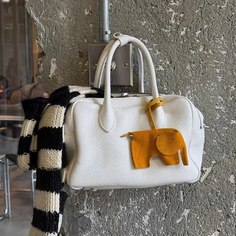 Minimalist Lychee Pattern PU Leather Handbag Women Luxury Casual Commute dating Bag Solid Color Trendy Zipper Closure Boston Bag