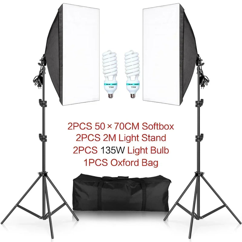 Softbox Lighting Kit Photography Studio Boom Arm for Video & YouTube Continuous Lighting Professional Lighting Set Photo Studio
