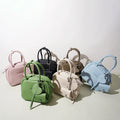 2026 New Women's Top Grain Leather Boston Bag Cute Heart Charm Mini Pocket Tassel Handbag Shoulder Crossbody Bag