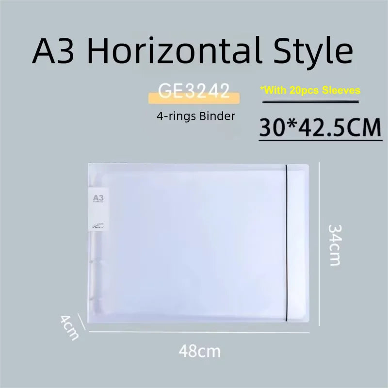 Clear File A3 Binder Portfolio Folder With Rings Transparent Sleeves A3 Poster Binder Drawing Portfolio Office Filing And Binder