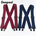Deepeel Fashion 5cm Wide Adults Men's Suspenders Adjust Elastic Strap X - type 4 Clips Male Braces Harness - Visuel 2 | SAMAG