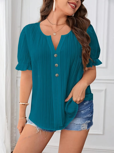 Plus Size Summer Women Elegant Solid Shirt Casual Fashion | SAMAG