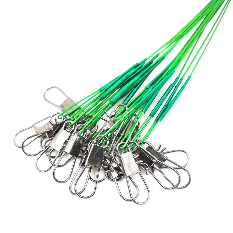 OUTKIT 20PCS/lot Fishing Lure Trace Rope Wire Leader Line Swivel Tackle Spinner Shark Spinning With 15CM, 20CM, 24CM, 30CM Pesca