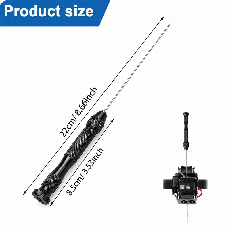Clog Poke 3D Printer Accessories Φ1.6mm Cleaning Needle Tool for Any 1.75mm Nozzles, 3D Printer Nozzle Cleaning Removable Needle