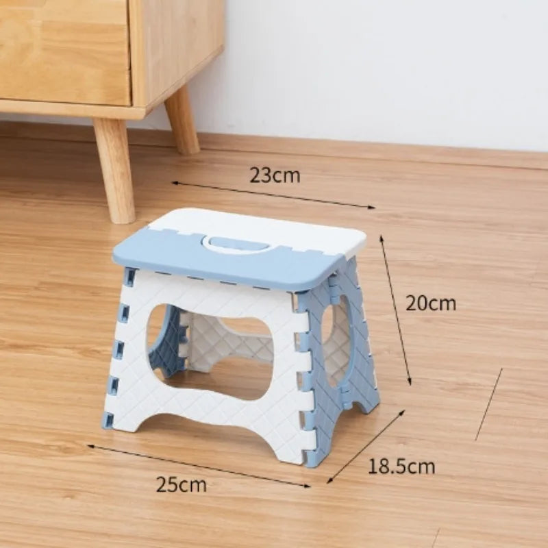 1PC Portable Grey Plastic Folding Stool - Compact, Versatile for Camping, Fishing, Home & Car Storage.