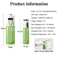 1.5V AA 13600mAh + AAA 6800mAh Rechargeable Lithium Battery Set with USB-C Fast Charging Type C Cable
