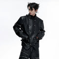 LUZHEN 2026 New Original Niche Design Double Breasted Stand Neck Leather Jacket Men's Fashion Handsome Cross Placket Coat JY6357