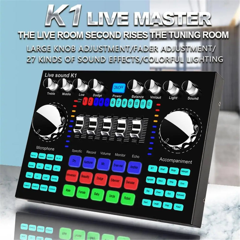 Live Sound Card Portable Internet Celebrity Sound Card Audio Mixer DJ Equipment Sound Effects Processors for Music Karaoke