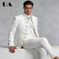 Affrica Style Mens 3-Piece Formal Suit Attire (Jacket Vest Pants) Tailored Sizing Wedding Suit for Groom and Bestman ULBYANRY