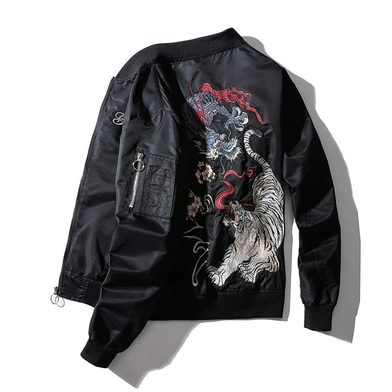 Men Women Bomber Jacket Dragon Tiger Embroidered Sukajan Padded Baseball Coat Japan Male Windrunner 2024 MA1 Spring Winter Z1A1