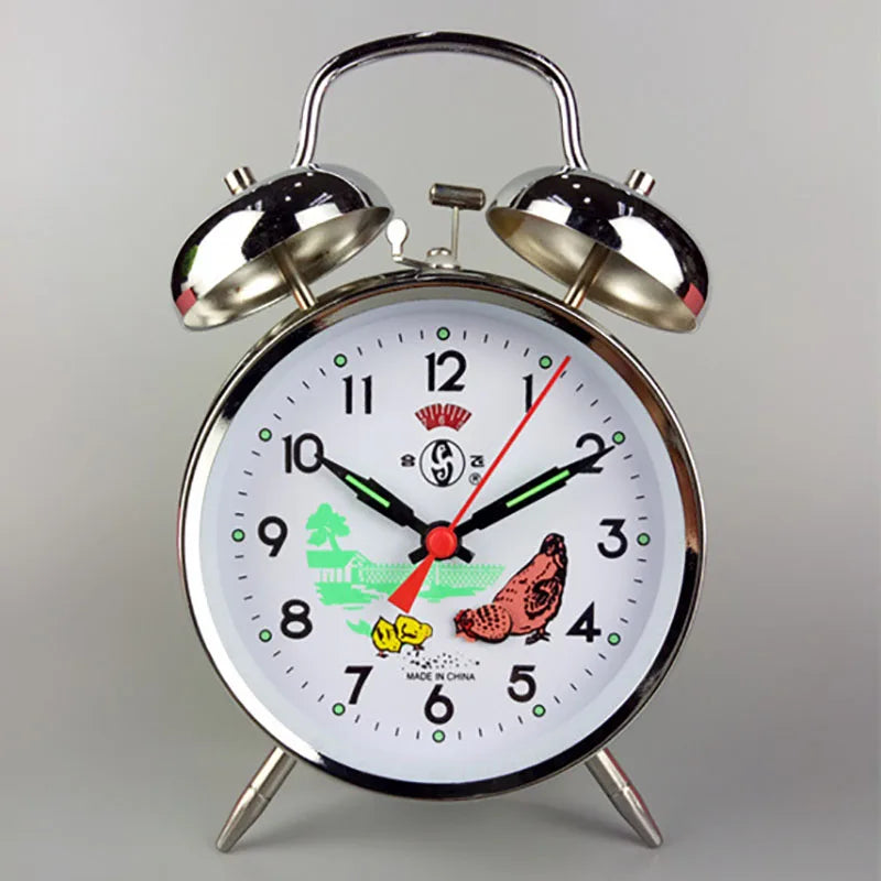Alarm Clock Mechanical Metal Creative Bedroom Desk Clock Bedside Table Super Sound Watch Retro Nostalgic Table Winding Clock