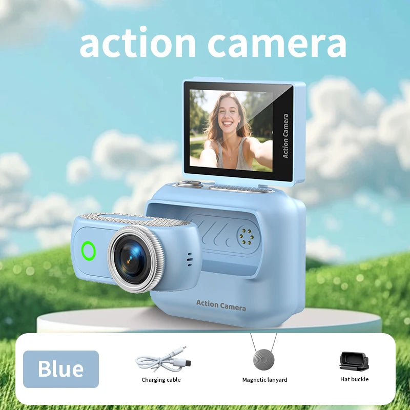 HD 1080P Mini Magnetic 2.0" Action Camera For VLOG Motorcycles Bicycle Car Sports Screen Flip Portable Detachable Action Camera