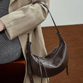 BURMINSA Genuine Leather Soft Cowhide Half Moon Hobo Bag Women Shoulder Crossbody Purses Casual Daily Crescent Underarm Handbags