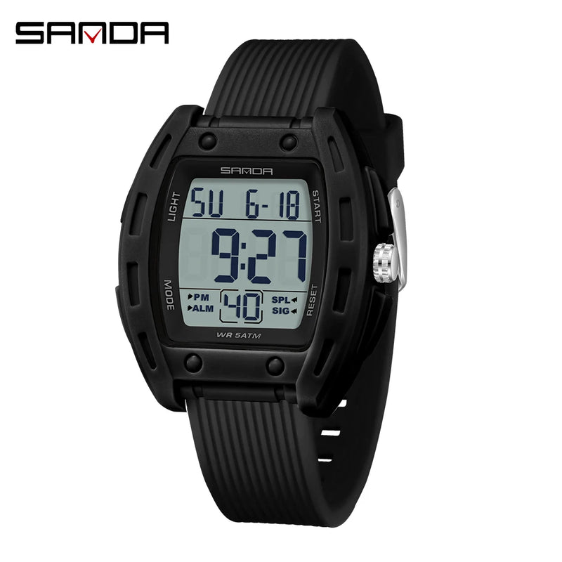 SANDA 6506 Men's Electronic Watches Stopwatch Alarm 5ATM Waterproof Sports Digital Watch for Men Luxury Shockproof Clock Reloj