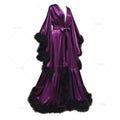 Women 's Feather Bathrobe Long Sleeves Sleepwear Bridal Robe Long Wedding Party Dressing Gown Pregnancy Photoshoot Dress