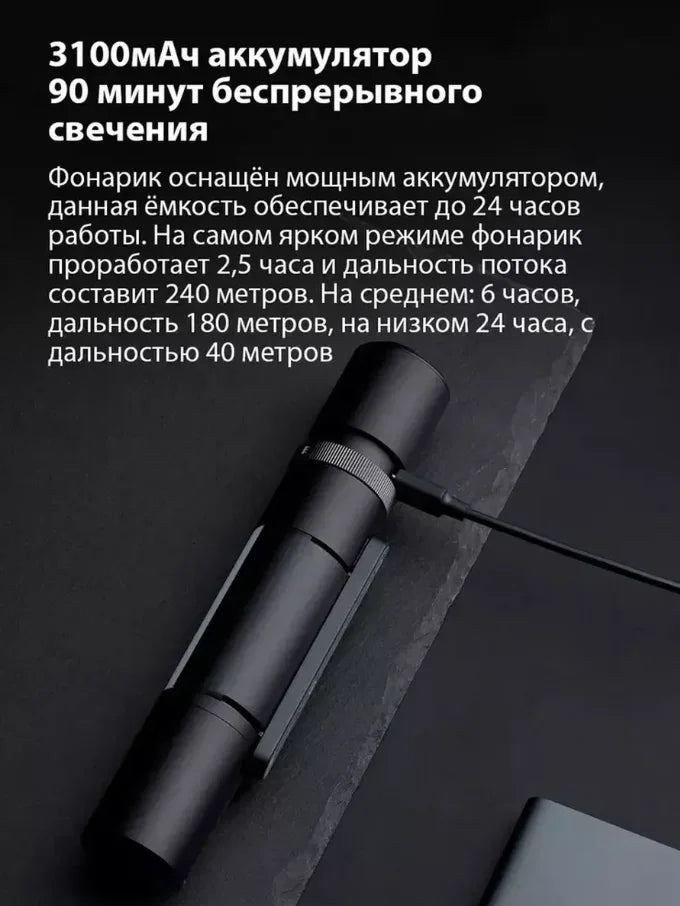 Xiaomi Mijia multifunctional flashlight, 1000 lm, 240 m, glass breaker, seatbelt cutter, magnetic mount, IPX4