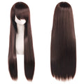 80cm Long Synthetic White Purple Cosplay Wigs Green Hair Straight Silver Wig Pink Hairpiece Lolita Wig with Bangs