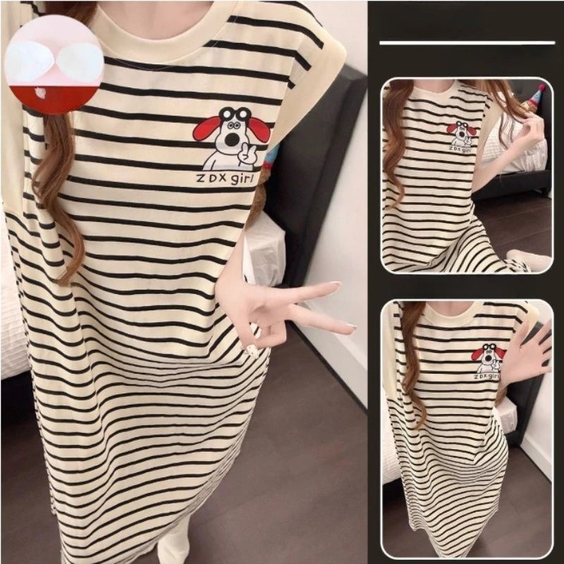 Tank top with chest cushion, sleepwear, women's skirt | SAMAG