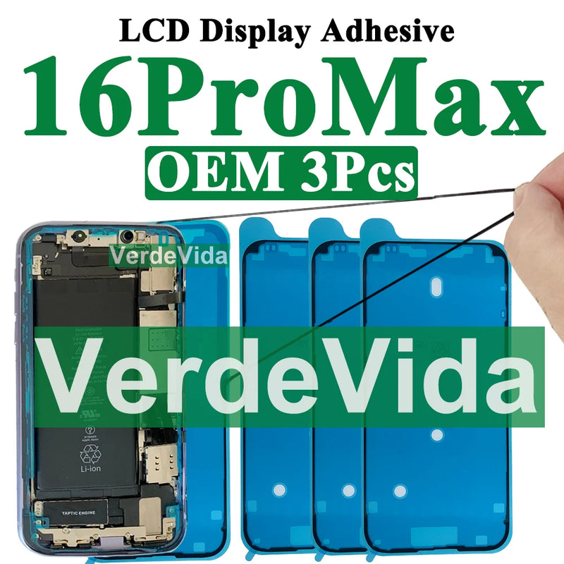 VerdeVida 3pcs OEM Screen Display Adhesive for iPhone 13 Pro Max 11 12 13 14 15 Plus XS X LCD Waterproof Glue Sticker Frame Seal