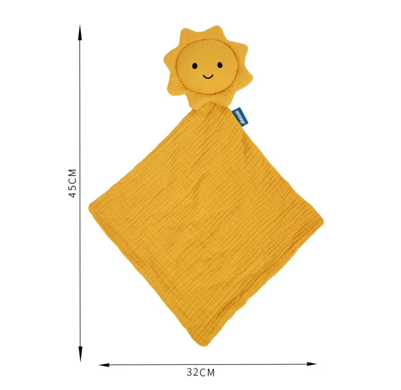 Baby Security Blanket Soft Cotton Muslin Comforter for Newborn Infant Sleeping Snuggle Toy Stuffed Animal Soothe Appease Towel