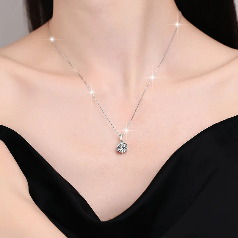 1Carat Genuine Moissanite Pendant Necklace for Women Top-Quality 925 Sterling Silver High End Jewelry Ideal for Weddings Parties