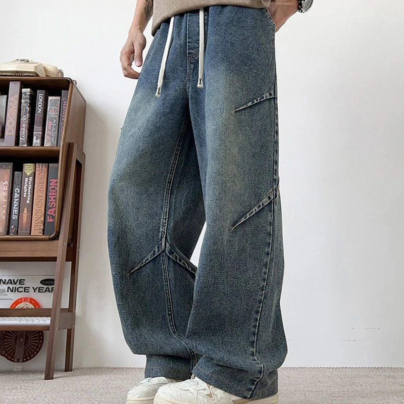 Spring And Summer Korean Retro Men'S Jeans Loose Wide Leg | SAMAG