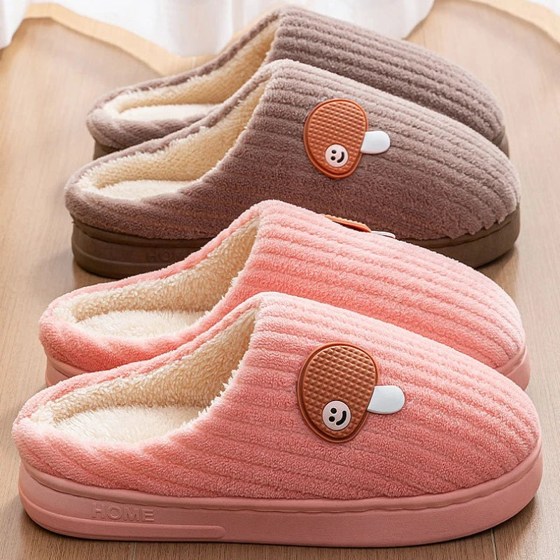 Women's Winter Slippers - Thick Plush House Shoes with Mushroom Design, Warm Anti-Slip Indoor/Outdoor Booties for Cold Weather