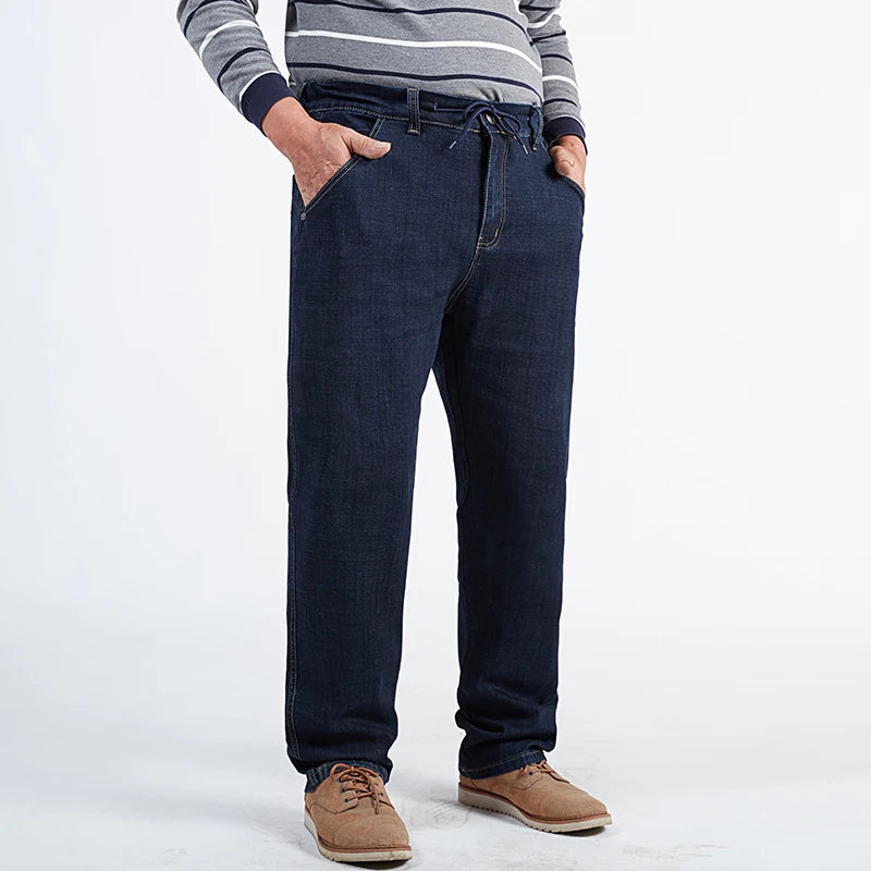 Super Big Size Men's Jeans Elastic Waist Denim Pants Male | SAMAG