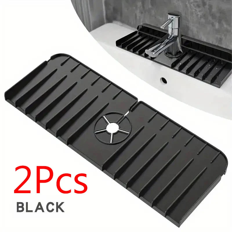 Silicone Faucet Mat Dish Soap Sponge Holder Sink Kitchen Countertop Drying Mat Bathroom Kitchen Sink Splash Guard Drain Pad