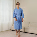 Men's and Women's Universal Waffle Seven-Sleeve Lightweight Long Bathrobe for Hotels, Soft and Breathable, Couple's Homewear