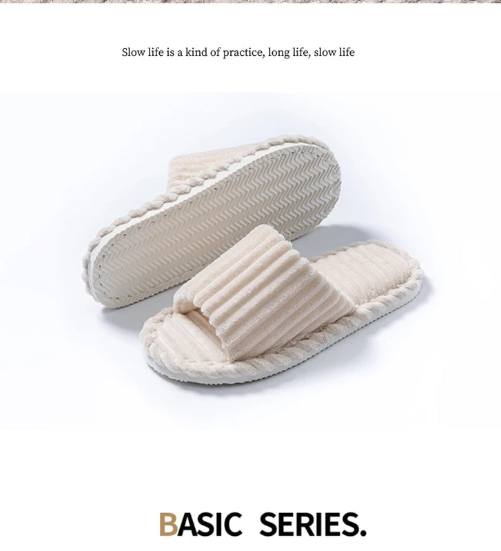 Men's open Toed Slippers Autumn and Winter Indoor Anti slip Breathable Bedroom Silent Couple's home Shoes for Srping and Autunm