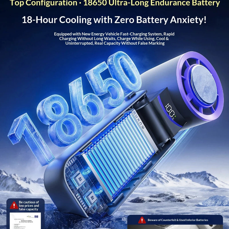 Muxce Portable Cooling Mini Air Conditioner Fan 2026 New Foldable Rechargeable Long Battery Life Low Noise Handheld Strong Power