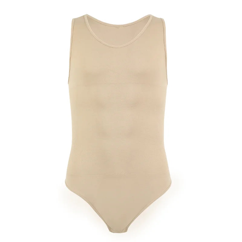 Mens Sleeveless Shapewear  Compression Bodysuit Tummy Control Waist Trainer Slimming Undershirts Open Crotch Corset